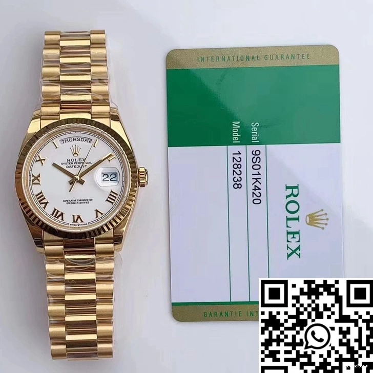 White Time M128238 Dial Roman Factory Rolex EW Day-Date Scale 0417